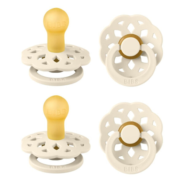688a9a2c493146c93809183a52b01924cd0a6adf0eefcbb63baef.jpg BIBS Boheme Soother 4-Pack. BPA Free Dummy Pacifier, Round Nipple. Natural Rubber Latex, Made in Denmark, Size 2 (6-18 Months), Dusky Lilac Mix