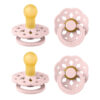 688a9a2f6cb1c0d918d897b72f5979bd79556228fc4318e421c5e.jpg BIBS Boheme Soother 4-Pack. BPA Free Dummy Pacifier, Round Nipple. Natural Rubber Latex, Made in Denmark, Size 2 (6-18 Months), Dusky Lilac Mix