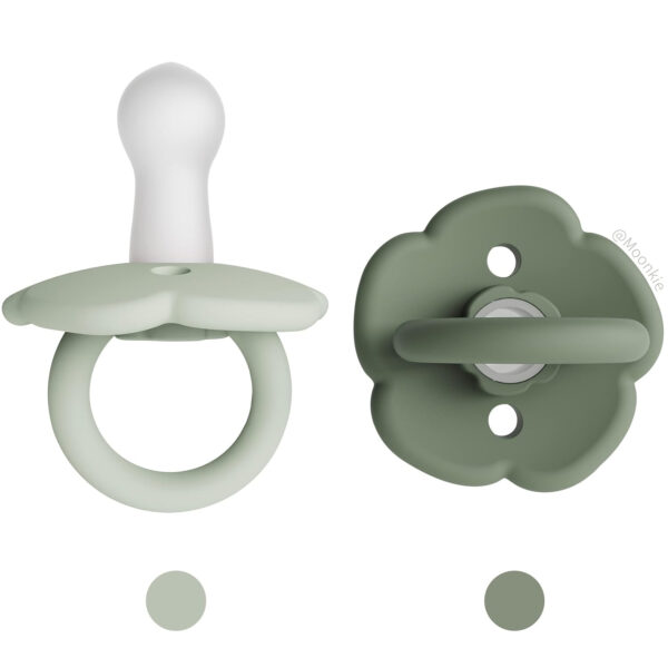 Moonkie Pacifiers Set of 2 | One-Piece Design Baby Pacifier with Large Air Holes | BPA-Free Safe Silicone Soother | 6 Months Up