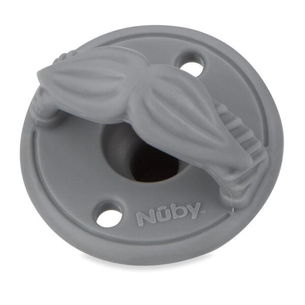 Nuby 3-D Sili Soother Pacifiers with Soft Handle and Two Safety Air Holes, 2 Pack, 0+ Months, Purple Bow and Pink Flowers