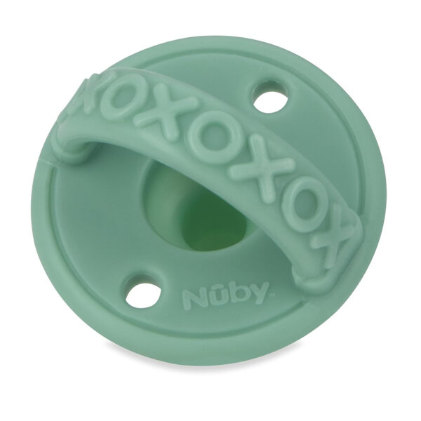 Nuby 3-D Sili Soother Pacifiers with Soft Handle and Two Safety Air Holes, 2 Pack, 0+ Months, Purple Bow and Pink Flowers