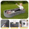 ENITYA Toddler Travel Bed, Foldable Floor Cot with Washable Cover for Travel, Camping, Home, Portable Crib for Kids Aged 18M–5Y, Easy to Use, Kids Cot for Sleeping, Grey