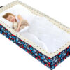 100% Cotton Lining Portable Foldable Toddler Travel Bed - Soft Foam Floor Bed with Washable Cover, Safe and Comfortable Toddler Crib, Ocean Blue