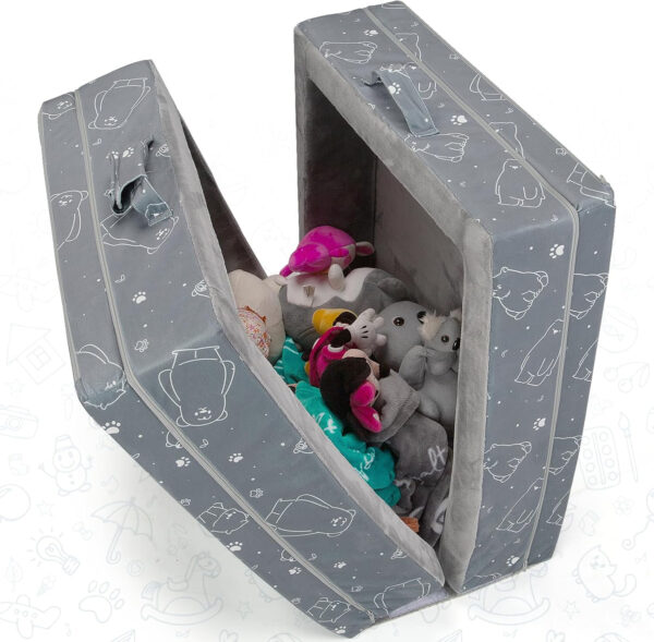 100% Cotton Lining Portable Foldable Toddler Travel Bed - Soft Foam Floor Bed with Washable Cover, Safe and Comfortable Toddler Crib, Ocean Blue