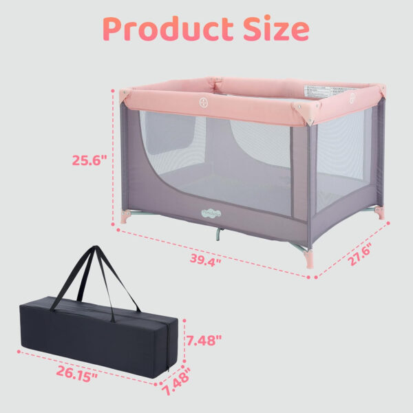 Pamo Babe Travel Foldable Portable Bassinet Baby Infant Comfortable Play Yard Crib Cot with Soft Mattress Breathable Mesh Walls, and Carry Bag Blue