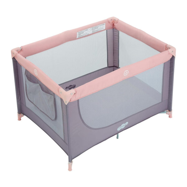 Pamo Babe Travel Foldable Portable Bassinet Baby Infant Comfortable Play Yard Crib Cot with Soft Mattress Breathable Mesh Walls, and Carry Bag Blue