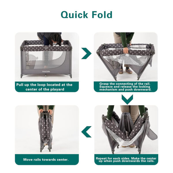 Pamo Babe Travel Foldable Portable Bassinet Baby Infant Comfortable Play Yard Crib Cot with Soft Mattress Breathable Mesh Walls, and Carry Bag Blue