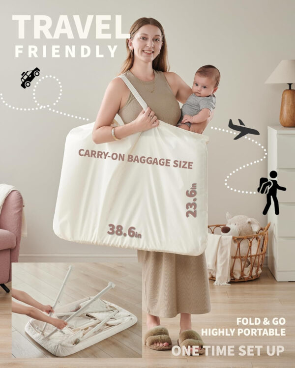 Bassinet Bedside Sleeper, Baby Crib for Newborn, Baby Bassinets Bedside Sleeper with 4 Auto-Lock & Adjustable Height, Breathable Mesh & Mattress, Bedside Bassinet