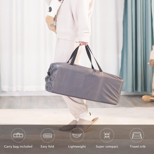 Pamo Babe Travel Crib Lightweight Playpen Baby Playard with Bassinet Portable Mini Playard