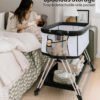 Fodoss Baby Bassinet Bedside Sleeper with Wheels and Storage Tray,4-Sided Mesh Bedside Bassinet for Infant/Newborn,7 Height Adjustable Easy Folding Bedside Crib