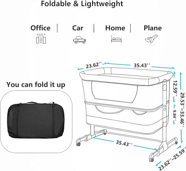 3 in 1 Baby Crib, Bassinet Bedside Crib Adjustable Portable Bed for Infant,Baby Newborn Must Have Bed,Khaki