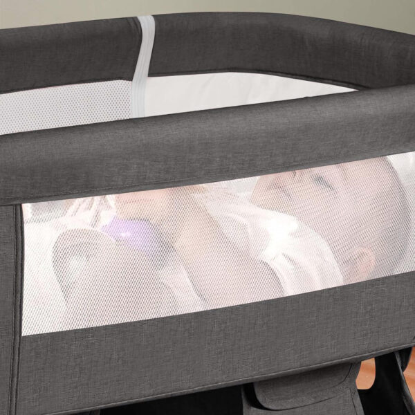 3 in 1 Baby Crib, Bassinet Bedside Crib Adjustable Portable Bed for Infant,Baby Newborn Must Have Bed,Khaki