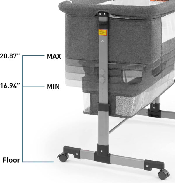 3 in 1 Baby Crib, Bassinet Bedside Crib Adjustable Portable Bed for Infant,Baby Newborn Must Have Bed,Khaki