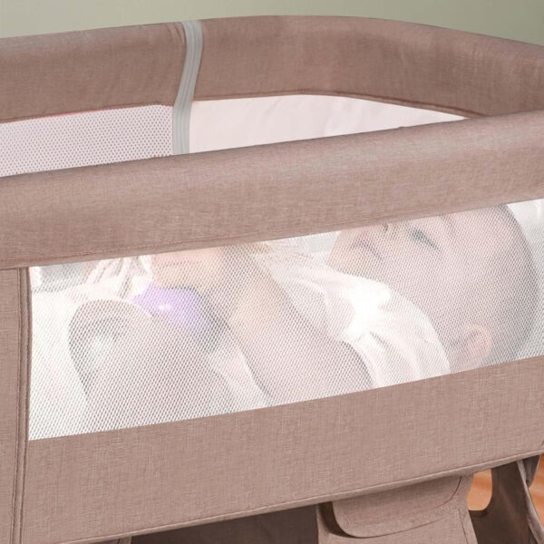 3 in 1 Baby Crib, Bassinet Bedside Crib Adjustable Portable Bed for Infant,Baby Newborn Must Have Bed,Khaki