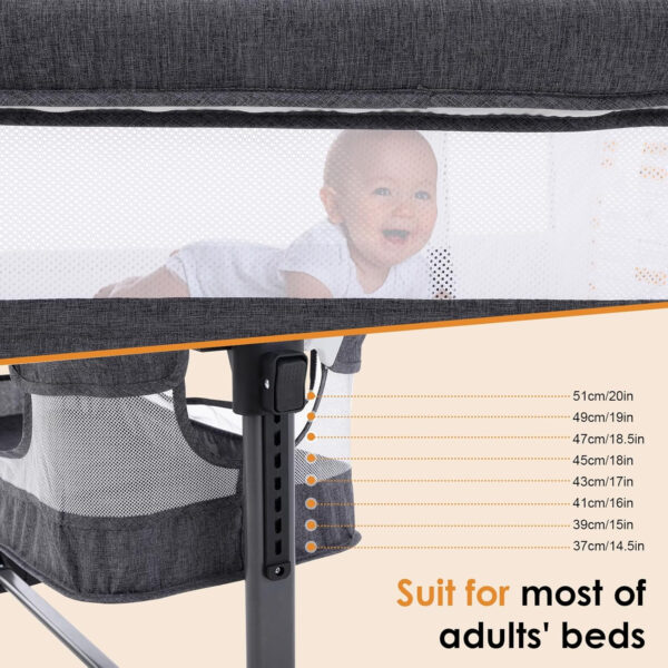 3 in 1 Baby Crib, Bassinet Bedside Crib Adjustable Portable Bed for Infant,Baby Newborn Must Have Bed,Khaki