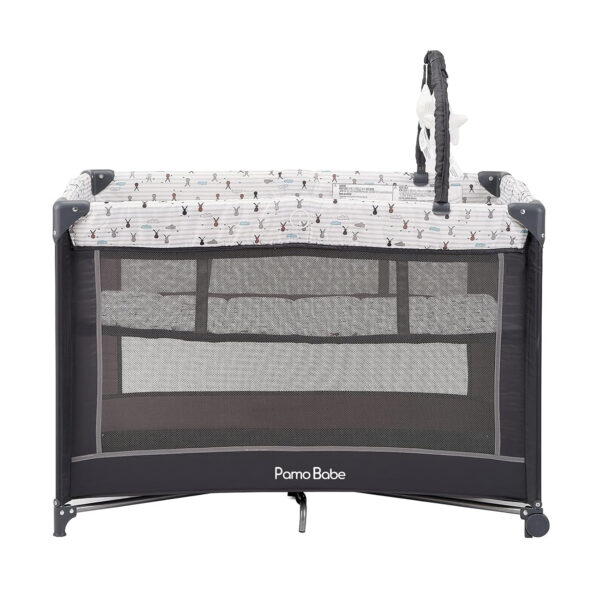 Pamo Babe Portable Playard,Sturdy Play Yard with Padded Mat and Toy bar with Soft Toys