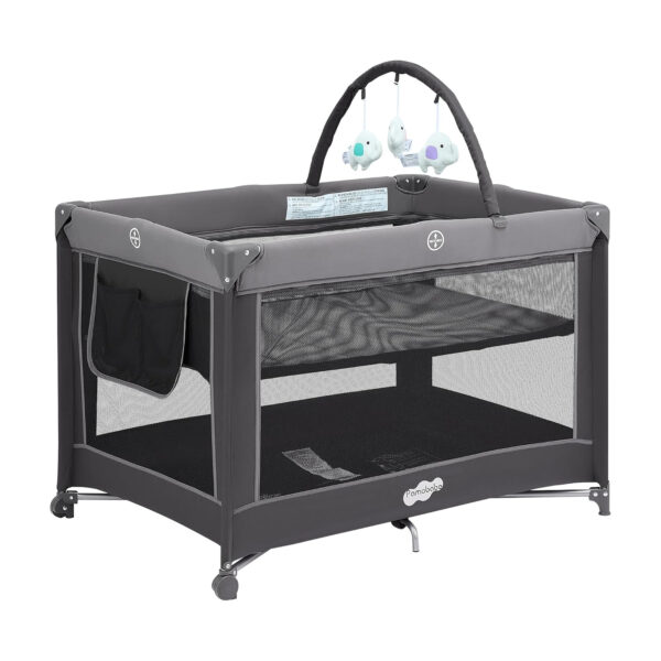 Pamo Babe Portable Playard,Sturdy Play Yard with Padded Mat and Toy bar with Soft Toys