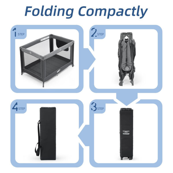 Pamo Babe Portable Playard,Sturdy Play Yard with Padded Mat and Toy bar with Soft Toys