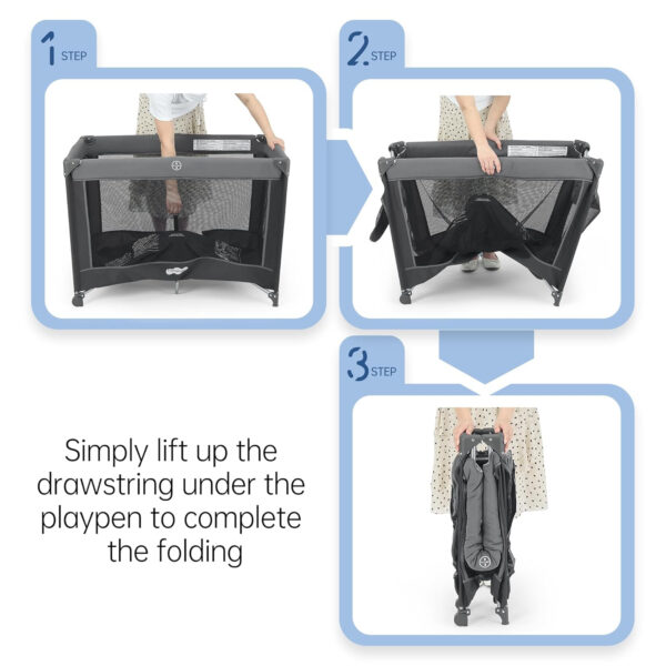 Pamo Babe Portable Playard,Sturdy Play Yard with Padded Mat and Toy bar with Soft Toys