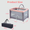 Pamo Babe Portable Playard,Sturdy Play Yard with Padded Mat and Toy bar with Soft Toys