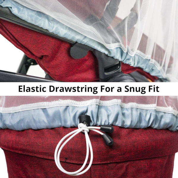 688a9efa96e483cdea66caa8e908eb94dce708b986b6e727a2e9a.jpg Baby Mosquito Net for Stroller, Carrier & Bassinet – Elastic Drawstring for Snug Fit Netting - Infant Bug Net for Jogger, Car Seat & Pack N Play – 1000 Mesh Toddler Canopy & Gift Packaging