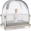 Lazyzzzz Baby Crib Tent - Pop Up Crib Canopy with Double Zipper Self-Locked,1200 Holes/Inch Mesh Crib Net to Keep Baby from Climbing Out, Portable Easy Install 55" L x 27" W x 51" H Grey
