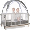 Lazyzzzz Baby Crib Tent - Pop Up Crib Canopy with Double Zipper Self-Locked,1200 Holes/Inch Mesh Crib Net to Keep Baby from Climbing Out, Portable Easy Install 55" L x 27" W x 51" H Grey