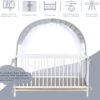 Lazyzzzz Baby Crib Tent - Pop Up Crib Canopy with Double Zipper Self-Locked,1200 Holes/Inch Mesh Crib Net to Keep Baby from Climbing Out, Portable Easy Install 55" L x 27" W x 51" H Grey