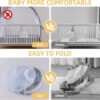 Lazyzzzz Baby Crib Tent - Pop Up Crib Canopy with Double Zipper Self-Locked,1200 Holes/Inch Mesh Crib Net to Keep Baby from Climbing Out, Portable Easy Install 55" L x 27" W x 51" H Grey