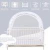 Lazyzzzz Baby Crib Tent - Pop Up Crib Canopy with Double Zipper Self-Locked,1200 Holes/Inch Mesh Crib Net to Keep Baby from Climbing Out, Portable Easy Install 55" L x 27" W x 51" H Grey