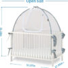 Baby Crib Tent Safety Net, Durable Strong Self-Locking Zippers, Protects from Climbing Out and, Insects, Mosquitoes, Installs with Rods (Crib 52.25" - 28.25")