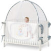 Baby Crib Tent Safety Net, Durable Strong Self-Locking Zippers, Protects from Climbing Out and, Insects, Mosquitoes, Installs with Rods (Crib 52.25" - 28.25")