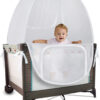 Baby Crib Tent Safety Net, Durable Strong Self-Locking Zippers, Protects from Climbing Out and, Insects, Mosquitoes, Installs with Rods (Crib 52.25" - 28.25")