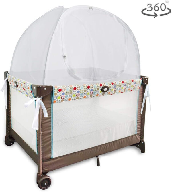 Baby Crib Tent Safety Net, Durable Strong Self-Locking Zippers, Protects from Climbing Out and, Insects, Mosquitoes, Installs with Rods (Crib 52.25" - 28.25")