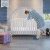 Crib Tent Crib Net to Keep Baby in, Pop Up Crib Tent Canopy Keep Baby from Climbing Out (55.2" L x 27.6" W x 51.6" H)
