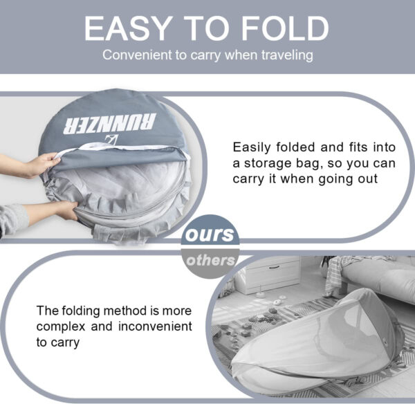 Crib Tent Crib Net to Keep Baby in, Pop Up Crib Tent Canopy Keep Baby from Climbing Out (55.2" L x 27.6" W x 51.6" H)