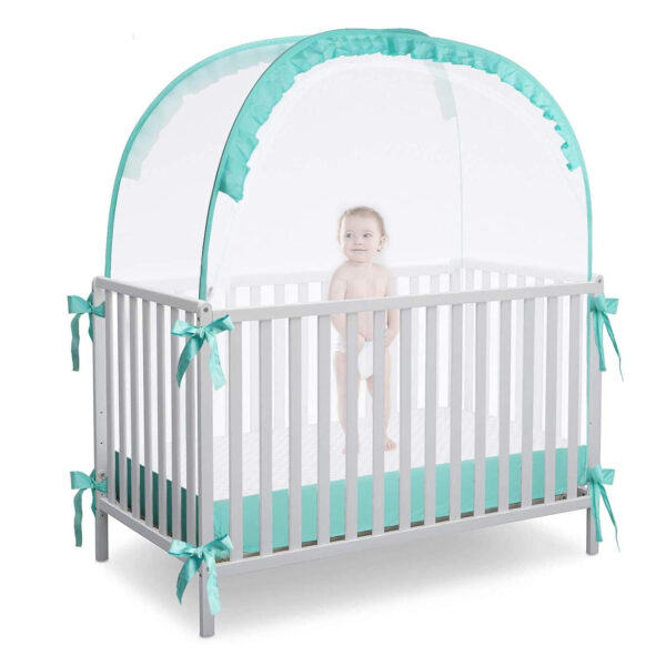 Crib Tent Crib Net to Keep Baby in, Pop Up Crib Tent Canopy Keep Baby from Climbing Out (55.2" L x 27.6" W x 51.6" H)