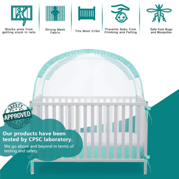 Crib Tent Crib Net to Keep Baby in, Pop Up Crib Tent Canopy Keep Baby from Climbing Out (55.2" L x 27.6" W x 51.6" H)