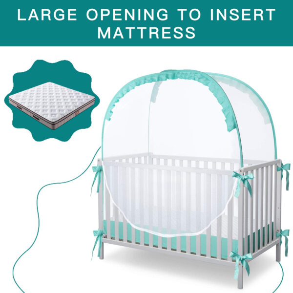 Crib Tent Crib Net to Keep Baby in, Pop Up Crib Tent Canopy Keep Baby from Climbing Out (55.2" L x 27.6" W x 51.6" H)