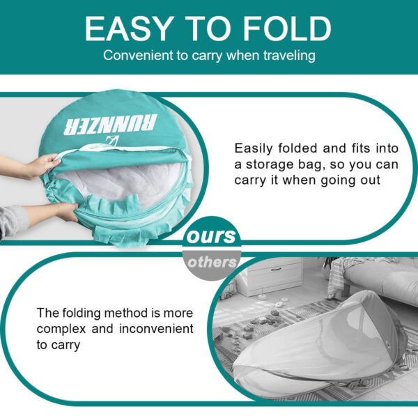 Crib Tent Crib Net to Keep Baby in, Pop Up Crib Tent Canopy Keep Baby from Climbing Out (55.2" L x 27.6" W x 51.6" H)