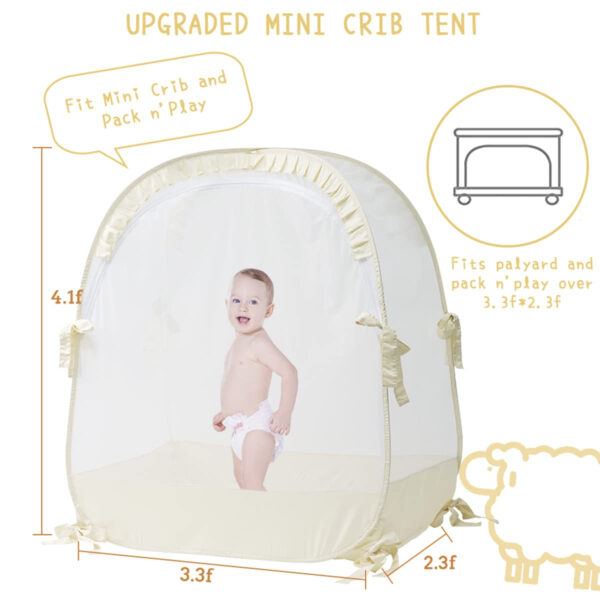 Crib Tent Crib Net to Keep Baby in, Pop Up Crib Tent Canopy Keep Baby from Climbing Out (55.2" L x 27.6" W x 51.6" H)