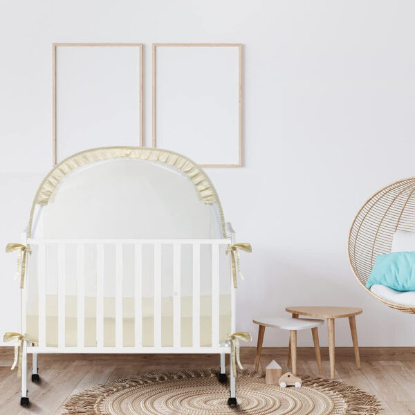 Crib Tent Crib Net to Keep Baby in, Pop Up Crib Tent Canopy Keep Baby from Climbing Out (55.2" L x 27.6" W x 51.6" H)