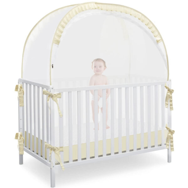 Crib Tent Crib Net to Keep Baby in, Pop Up Crib Tent Canopy Keep Baby from Climbing Out (55.2" L x 27.6" W x 51.6" H)