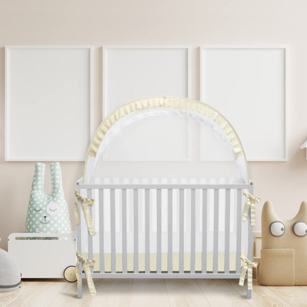 Crib Tent Crib Net to Keep Baby in, Pop Up Crib Tent Canopy Keep Baby from Climbing Out (55.2" L x 27.6" W x 51.6" H)