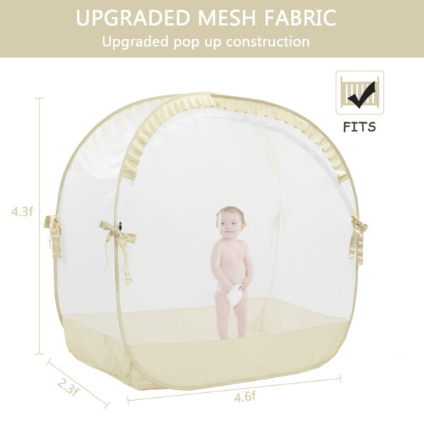 Crib Tent Crib Net to Keep Baby in, Pop Up Crib Tent Canopy Keep Baby from Climbing Out (55.2" L x 27.6" W x 51.6" H)