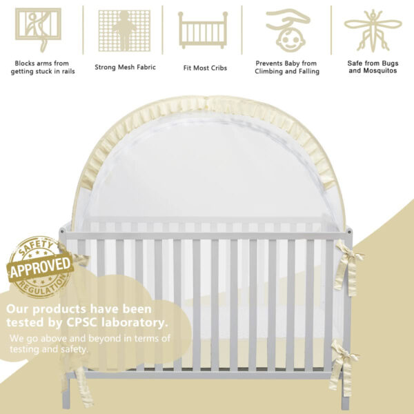 Crib Tent Crib Net to Keep Baby in, Pop Up Crib Tent Canopy Keep Baby from Climbing Out (55.2" L x 27.6" W x 51.6" H)