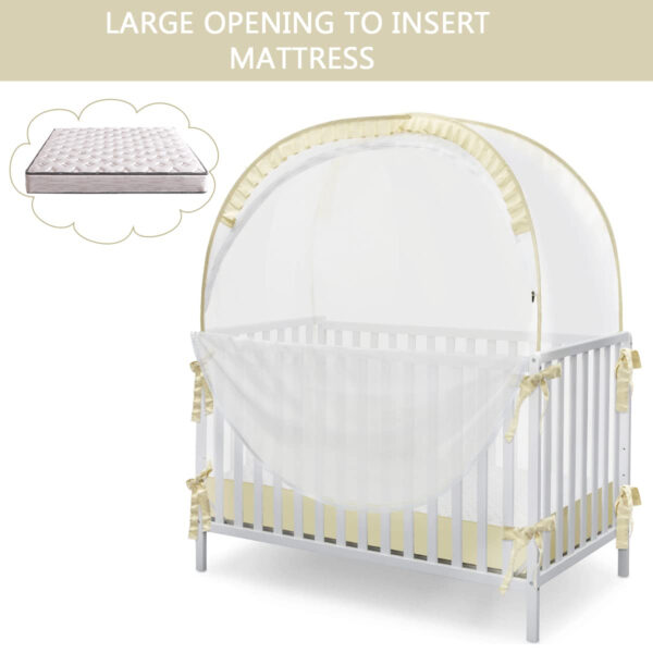 Crib Tent Crib Net to Keep Baby in, Pop Up Crib Tent Canopy Keep Baby from Climbing Out (55.2" L x 27.6" W x 51.6" H)