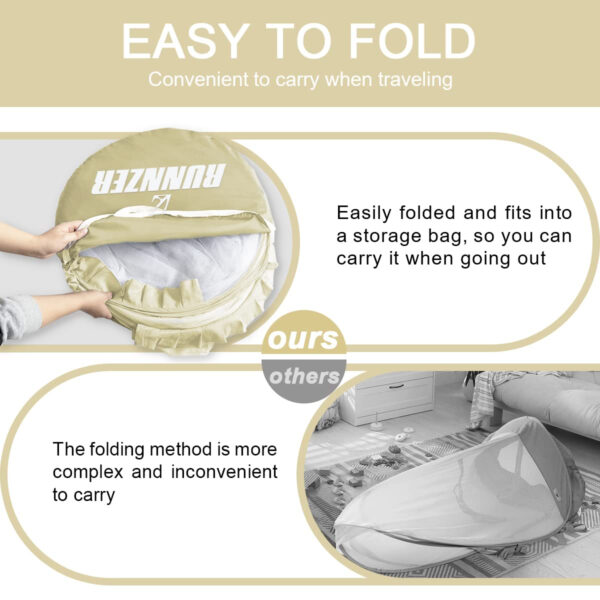 Crib Tent Crib Net to Keep Baby in, Pop Up Crib Tent Canopy Keep Baby from Climbing Out (55.2" L x 27.6" W x 51.6" H)