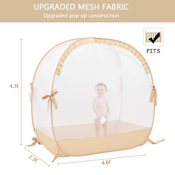 Crib Tent Crib Net to Keep Baby in, Pop Up Crib Tent Canopy Keep Baby from Climbing Out (55.2" L x 27.6" W x 51.6" H)