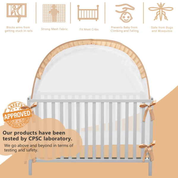 Crib Tent Crib Net to Keep Baby in, Pop Up Crib Tent Canopy Keep Baby from Climbing Out (55.2" L x 27.6" W x 51.6" H)
